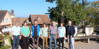 von links: Paul Kleiner (Gemeinderat Rebstein), Melanie und Sebastian Pfeiffer-Paus (1. Platz), Sonja Halter (Haus Ziel), Walter Herter (3. Platz), Anna Steffen (2. Platz), Andreas Eggenberger (Gemeindepräsident Rebstein)