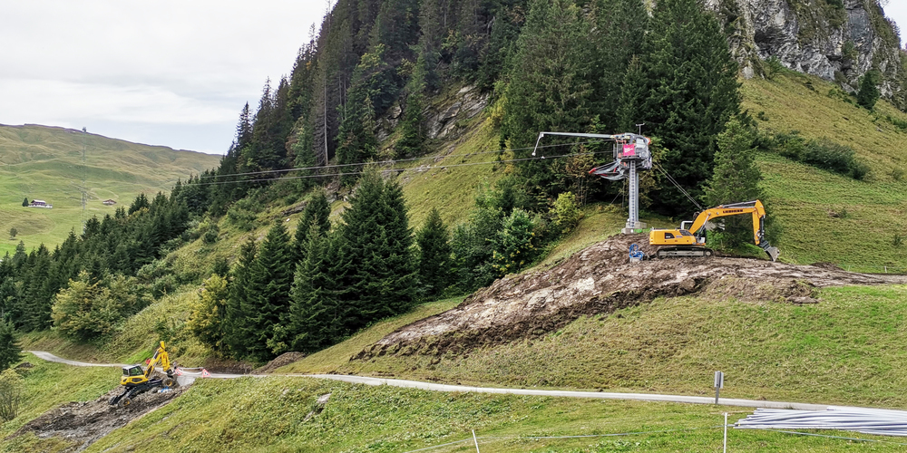 Direkt neben der Mittelstation des Sternensausers entsteht die neue Bergstation des Fuederegg-Schlepplifts. 
