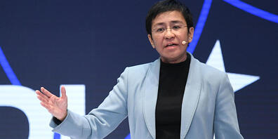 ARCHIV - Maria Ressa, philippinische Journalistin und Autorin, spricht bei einer Konferenz. Foto: DLD/Hubert Burda Media/dpa - ACHTUNG: Nur zur redaktionellen Verwendung und nur mit vollständiger Nennung des vorstehenden Credits