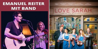 Am Donnerstagabend: Live-Konzert mit Emanuel Reiter um 20:00 Uhr, Kinofilm "Love Sarah" um 21:30 Uhr. 