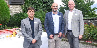 Gastredner: v.l.n.r. Stadthistoriker Basil Vollenweider, Stadtrat Boris Meier und Tourismus-Direktor Simon  Elsener.