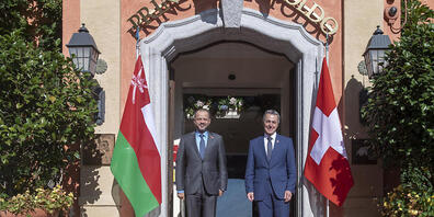 Aussenminister Ignazio Cassis (r.) traf in Lugano Omans Aussenminister Sayyid Badr Bin Hamad Bin Hamood Al-Busaidi.