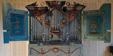 Die historische Toggenburger Hausorgel von Heinrich Ammann aus dem Jahr 1807, zu sehen im Museum Ackerhus in Ebnat-Kappel SG.