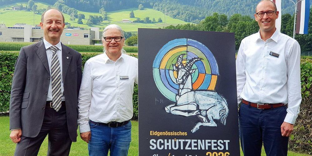 Drei Präsidenten ein Ziel. Ein gutes ESF 2026 organisieren. Urs Marti (v.l.), Stadtpräsident Chur, Carl Frischknecht, Präsident BSV und Martin Candinas, Präsident ESF 20206.