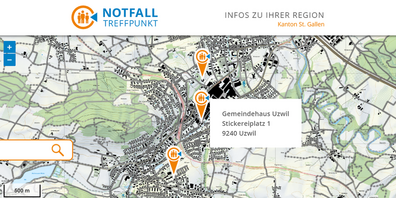 Kartenausschnitt Region Uzwil.