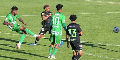 Von der in Grün spielenden Austria Lustenau ging in der ersten Halbzeit viel Gefahr aus