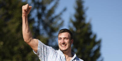 Damian Ott nach seinem bisher grössten Triumph.