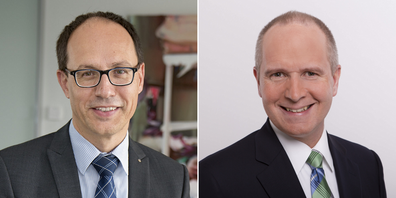 Für Regierungspräsident Marc Mächler (l.) und Bildungsvorsteher Stefan Kölliker bleibt die Digitalisierung ein wichtiges Thema.