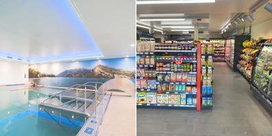 Im Hallenbad (l.) gibt es personelle Änderungen. Zudem bewilligt die Gemeinde der Milchzentrale/Spar den Verkauf am Sonntagvormittag.
