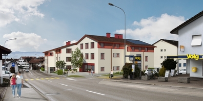 In Grüt (Gemeinde Gossau ZH) entsteht ein Neubau mit Gewerbe- und Wohneinheiten.