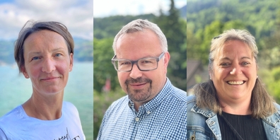 Von der Spitex Höfe referieren in Pfäffikon SZ (v.l.n.r.): Claudia Günzel (Geschäftsführerin), Lars Huneke (psychosoziale Betreuung) und Helen Kuster (Kleinkindberatung). 