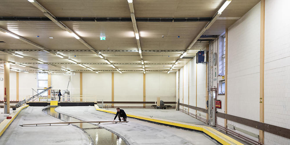 Bisher existiert das Hochwasserschutzprojekt Rhesi vor allem als Modell in einer Halle in Dornbirn A. Nun haben die Verhandlungen über einen Staatsvertrag begonnen. (Archivbild)
