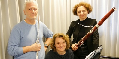 Im Bild (v.l.): Paul Gächter (Querflöte), Verena Stolz-Looser (Klavier), Katalin Cziegler (Fagott).