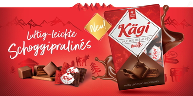 Zarte Cremefüllungen und hauchdünne Knusperwaffeln umhüllt von feinster Schweizer Milchschokolade: Kägi Praliné des Alpes ist ein besonders leichter und luftiger Genuss.
