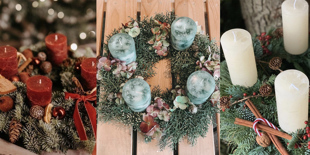 Es gibt viele (Farb)-Möglichkeiten für den Adventskranz. 