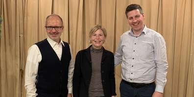 v.l.n.r.: Regierungsrat Stefan Kölliker, Nationalrätin Esther Friedli und Präsident der SVP Toggenburg Thomas Bösch.