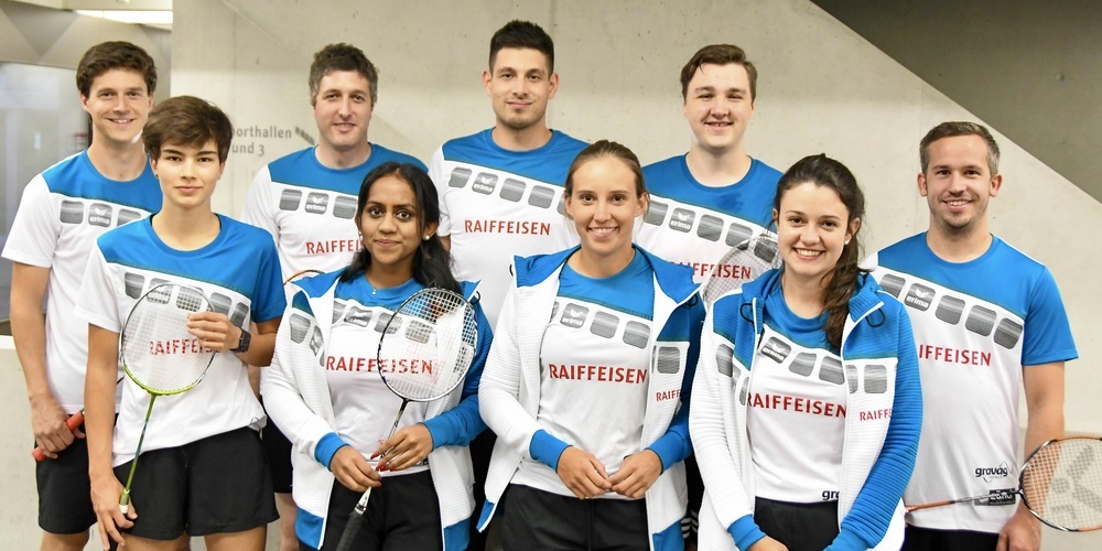 4. Liga-Mannschaft der BV Rheintal: Andreas Scherrer, Alena Keel, Markus Heeb, Latcyka Uthayakumar (Teamcaptain), Stefan Hutter, Nadia Thurnherr, Leon Hengl, Nicole Projer und Roman Eggert (von links nach rechts)