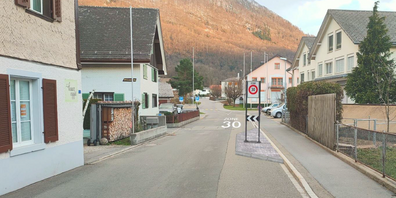 Visualisierung der Zoneneinfahrt an der westlichen Oberbirgstrasse in Schänis.