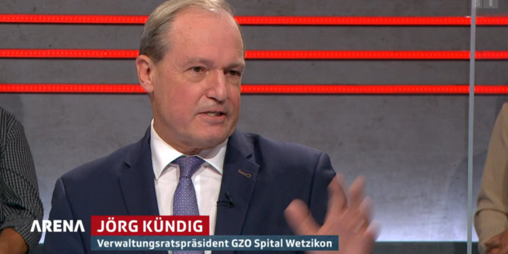 Jörg Kündig, VR-Präsident GZO Spital Wetzikon, in der Arena-Sendung vom 15. Oktober.