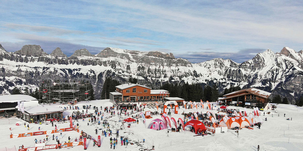 Zielgelände und Sponsoren-Village auf Prodalp.