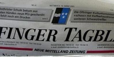 Das "Zofinger Tagblatt" vor 2002. Seither erscheint die Zeitung mit einem gemeinsamen Mantelteil als "Mittelland Zeitung". Nun baut die Herausgeberin ZT Medien bis zu rund 30 Prozent der Belegschaft ab. (Archivbild)