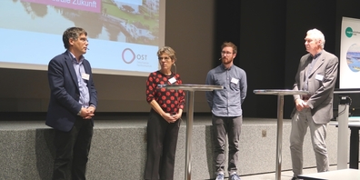 Diskutierten an der OST: (v.l.n.r.) Roger Nordmann, Susanne Kytzia, Stefan Wyss und Dominik Siegrist.