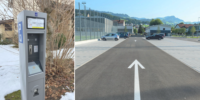 Eine der installierten Parkuhren (l.). Kostenpflichtig wird das Parkieren etwa bei der Eschenbacher Sportanlage.