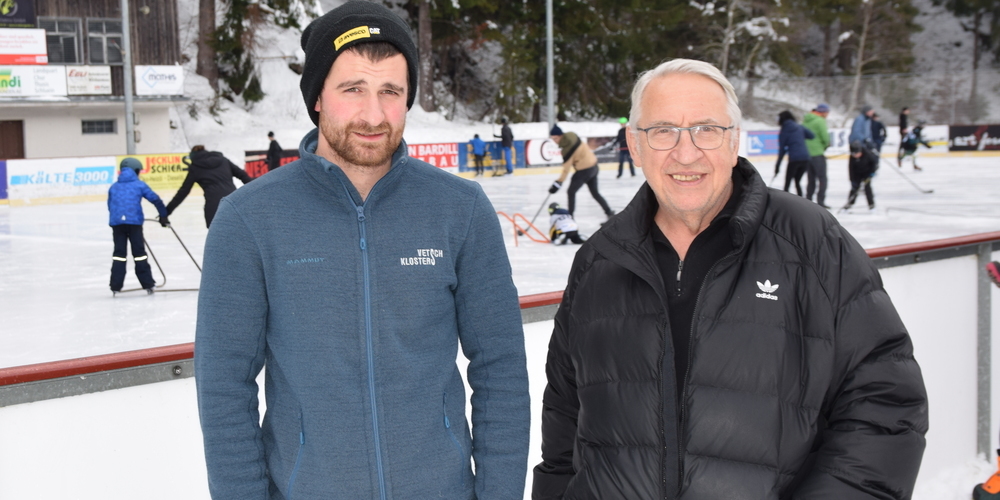 Martin Bardill und Walter Widmaier sorgen mit ihrem Team dafür, dass im Prättigau auch an der frischen Luft «Schlittschüahla» möglich ist. 