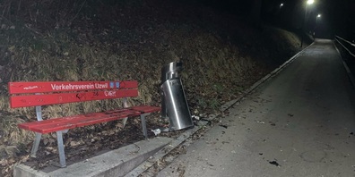 In Uzwil wurden Abfalleimer mutmasslich mit Feuerwerk stark beschädigt.