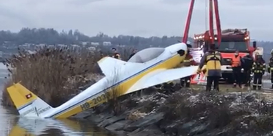 Der Sportflieger wurde von der Feuerwehr an Land gezogen.