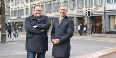 KGV-Geschäftsführer Felix Keller (l.) und IHK-Direktor Markus Bänziger argumentieren für ein Ja an der Urne.