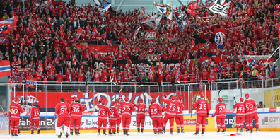 Die Atmosphäre im Stadion nach dem Lakers-Heimsieg gegen die ZSC Lions am 17. Januar 2020. (Foto: Thomas Oswald)