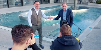 Martin Meyer (CEO ITW Gruppe)  und Ludovic Magnin zusammen im Mineralheilbad St. Margrethen