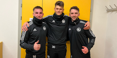 Die drei Neuzugänge: (v. l.) Tullio Mazzeo, Stefan Lapcevic, Altin Rrakaqi.
