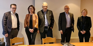 Kämpfen gemeinsam gegen das neue Mediengesetz: Beni Würth, Susanne Vincenz-Stauffacher, Peter Weigelt, Nicolo Paganini und Esther Friedli