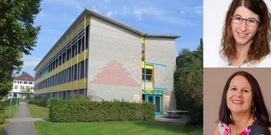 Das Schulhaus Oberdorf in Benken. In der Schulkommission wurde Simone Eugster (r.o.) von Evelyn Tremp (r.u.) abgelöst.