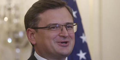 Dmytro Kuleba, Außenminister der Ukraine, bei einer Pressekonferenz. Foto: Leah Millis/Pool Reuters via AP/dpa