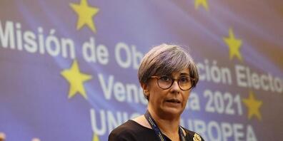 Isabel Santos, Vorsitzende der Wahlbeobachtermission der Europäischen Union in Venezuela, spricht während einer Pressekonferenz nach den Regionalwahlen in Venezuela. Foto: Jesus Vargas/dpa