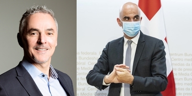 Mauro Feltre erklärt seinem «Fast-Arbeitskollegen» Berset, warum er seine «Bewerbung zurückzieht.»