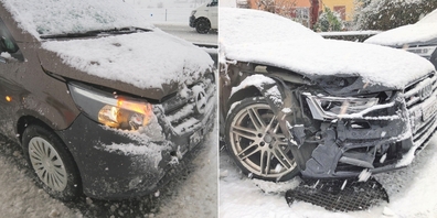 In Benken (l.) und Niederurnen gerieten Autos nach Bremsmanövern ins Schleudern und kollidierten.