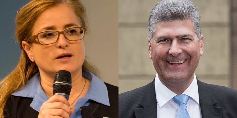 St.Galler Stadtpräsidentin Maria Pappa und Gaiserwalder Gemeindepräsident Boris Tschirky.