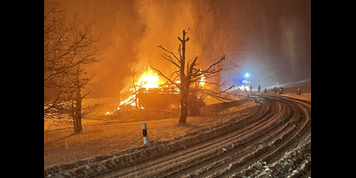 Das vollständige Abbrennen des Stallgebäudes konnte nicht mehr verhindert werden. 