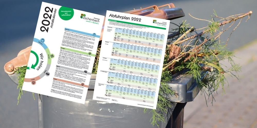 Der neue Abfallkalender 2022 listet nicht nur die Daten der Grüngut-Abfuhr in den Eschenbacher Ortsteilen auf.