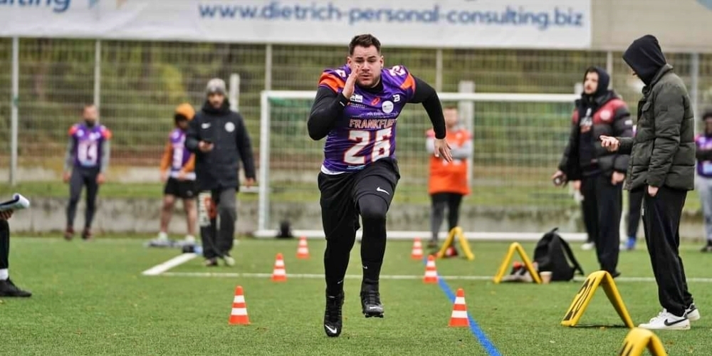 American Footballer Colin Schwab aus Schmerikon konnte an einem Scouting Combine beim Team Frankfurt Universe teilnehmen.