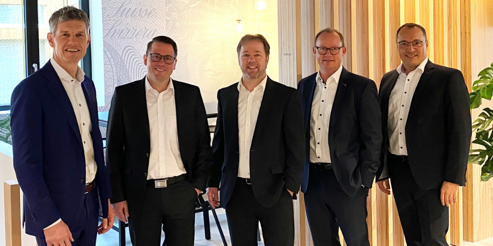 Foto von links: Norbert Lüchinger (RB Oberes Rheintal), Andreas Schmid (RB Diepoldsau-Schmitter), Patrick Windler (RB Marbach-Rebstein), Thomas Haas (RB Mittelrheintal), Oswald Wetli (RB Unteres Rheintal)