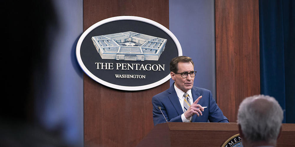 John Kirby, Pentagon-Sprecher, spricht während eines Medienbriefings im Pentagon. Foto: Alex Brandon/AP/dpa