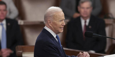 Joe Biden, Präsident der USA, spricht zu Abgeordneten bei seiner Rede zur Lage der Nation im Kapitol. Foto: Win Mcnamee/Pool Getty Images North America via AP/dpa