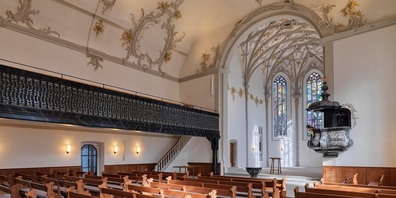 Der renovierte Innenraum der evangelisch-reformierten Kirche Herisau.