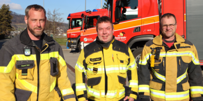 Die Feuerwehren St.Margrethen, Mittelrheintal und Berneck-Au-Heerbrugg überprüfen gemeinsam ihre Strukturen. Ob und in welcher Form die Mannschaften von Pascal Zani (v.l.), Marco Köppel und Markus Köppel zusammenrücken werden, ist derzeit noch offen.