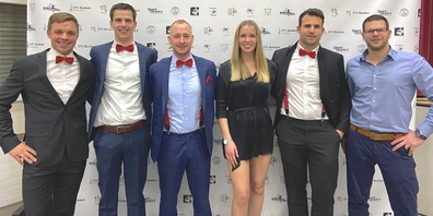 Der neue Vorstand des Benkner Turnvereins: (v.l.n.r.) Mathias Jud, Florian Steiner, Simon Eberhard, Livia Hüppi, Fabian Blöchlinger, Kevin Streuli.